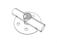 Barre au sol double fixation, Ø42mm, 250x50mm