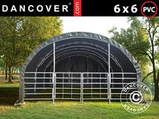 Livestock shelter Truss 6x6x3.7 m, PVC, Green