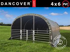Livestock shelter 4x6x2.4 m, PVC, Green