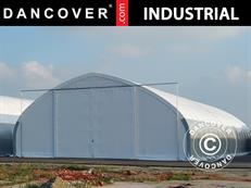 Zelthalle, Rundbogenhalle 12x16x5,88m mit Schiebetür, PVC, Weiß/Grau