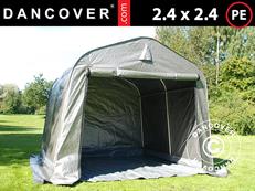 Storage tent PRO 2.4x2.4x2 m PE, with ground cover, Grey
