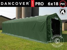 Storage shelter PRO 6x18x3.7 m PVC w/skylight, Green