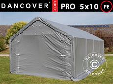 Storage shelter PRO 5x10x2x3.39 m, PE, Grey