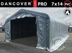 Carpa grande de almacén PRO 7x14x3,8m PVC con panel tragaluz de techo, Gris