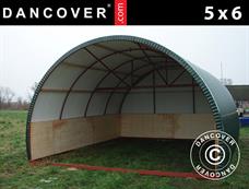 Weidetent met houten panelen, 5x6x3,23m, Donkergroen