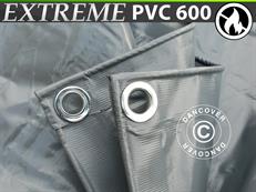 Tarpaulin 6x8 m, PVC 600 g/m², Grey, Flame retardant