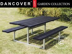 Mesa de picnic, 1,4x1,75x0,72m, Negra