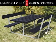 Mesa de picnic con respaldo, 1,8x1,75x0,85m, Negra