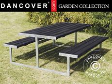 Mesa de picnic, 1,85x1,8x0,72m, Negra