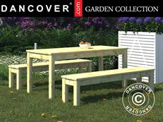 Set de mesa y banco de madera, 0,74x1,8x0,75m, Madera natural