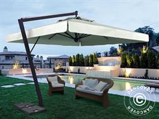 Zwevende parasol Leonardo Braccio met volant, 3x4m, Ecru
