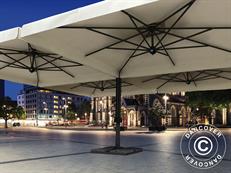 Zwevende parasol Alu Poker met volant, 4-dubbel, 6x6m, Ecru