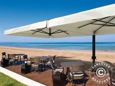 Zwevende parasol Alu Double met volant, 3x6m, Ecru