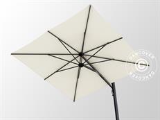 Zwevende parasol met basis, Galaxia Astro Carbon, 3x3m, Ecru
