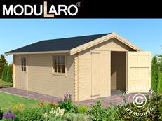 Garage en bois Rauma, 3,8x5,4x2,74m, 40mm, Naturel