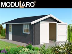 Garage en bois Rauma, 3,8x5,4x2,74m, 40mm, Gris foncé