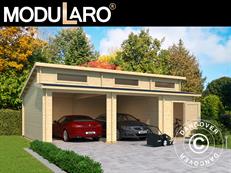 Double garage, carport en bois Vaasa, 7,8x5,2x3,21m, 44mm, Naturel