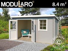 Abri en bois Asker 3,8x2,3x2,11m, 28mm, 8,4m², Gris clair