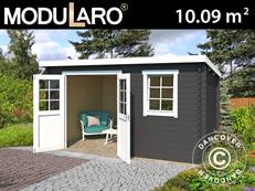 Abri en bois Asker 3,8x2,75x2,11m, 28mm, 10,09m², Gris foncé