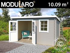 Abri en bois Asker 3,8x2,75x2,11m, 28mm, 10,09m², Gris clair