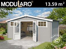 Abri, cabane en bois Sandvika 4,8x2,92x2,45m, 28mm, 13,59m², Gris clair