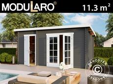 Abri en bois, cabane Riga 4,25x2,8x2,22m, 34mm, 11,3m², Gris foncé