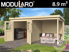 Abri en bois Lahti avec débord de toit 4,24x2,2x2m, 28mm, 8,9m², Naturel