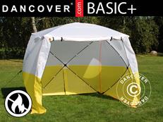 Carpa de trabajo FleXshelter Basic+, 2,5x2,5x2m, Ignífuga, Amarilla/Blanca