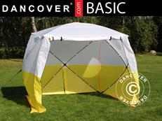 Carpa de trabajo FleXshelter Basic, 1,8x1,8x2m, Ignífuga, Amarilla/Blanca