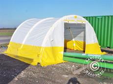 Aufblasbares Arbeitszelt in Bogenform FleXshelter PRO, 5,5x6m, weiß/gelb