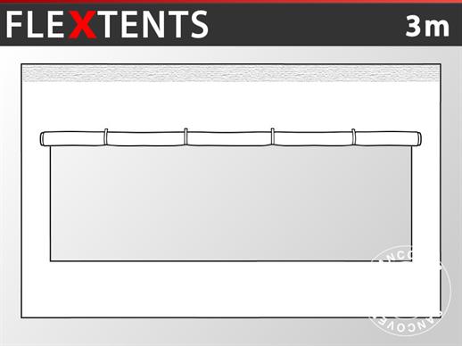 Sidovägg m/ panoramafönster för FleXtents, 3m, Vit