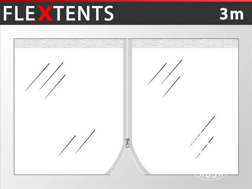 Parede lateral c/ fecho de correr para FleXtents, 3m, Transparente