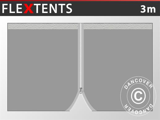 Sidewall w/zipper for FleXtents, 3 m, Grey