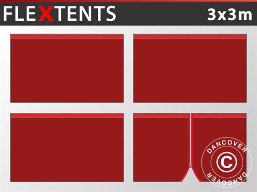 Sidevegg Sett for Quick-up telt FleXtents 3x3m, Rød