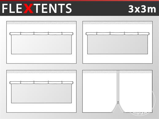 Zijwandset voor Vouwtent FleXtents 3x3m, Wit