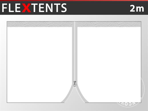 Pared lateral con cremallera para FleXtents 2x2m, 2m, Blanca