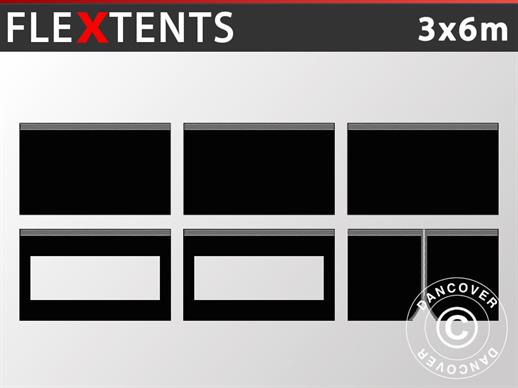 Seitenwand-Set für das Faltzelt FleXtents 3x6m, Schwarz