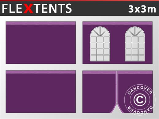 Kit paroi latérale pour Tente pliante FleXtents Vintage 3x3m, Violet