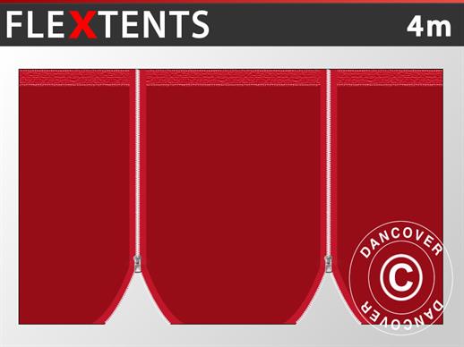 Sidevæg m/lynlåse til FleXtents, 4m, Rød
