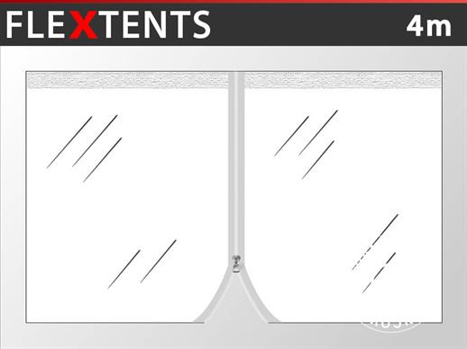 Sidevegg m/glidelås for FleXtents, 4m, Transparent