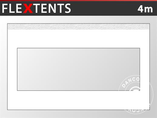 Seitenwand mit Panoramafenster für FleXtents, 4m, Weiß