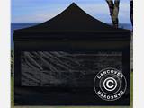 Zijwand met panoramaraam voor FleXtents, 4m, Zwart
