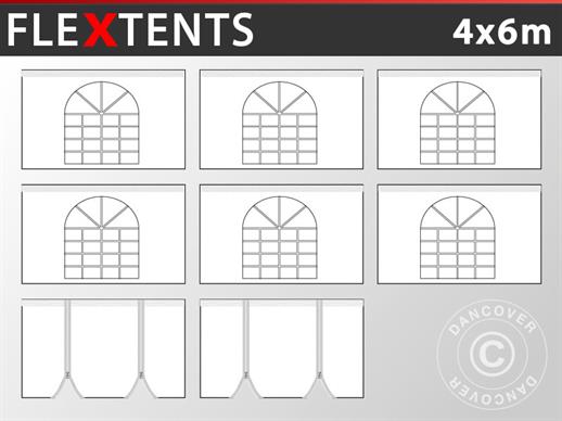 Seitenwand-Set für das Faltzelt FleXtents Vintage 4x6m, Weiß