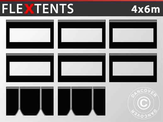 Sānsienu komplekts priekš Saliekamā nojume FleXtents 4x6m, Melns