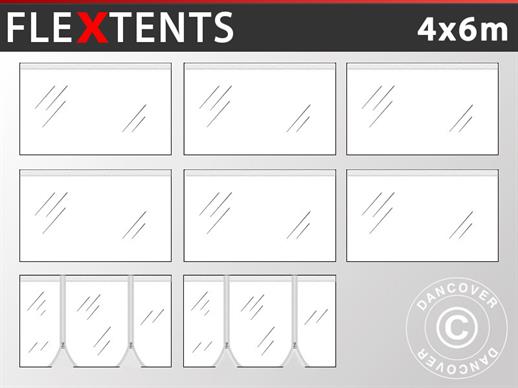 Sidovägg kit för Snabbtält FleXtents 4x6m, Transparent