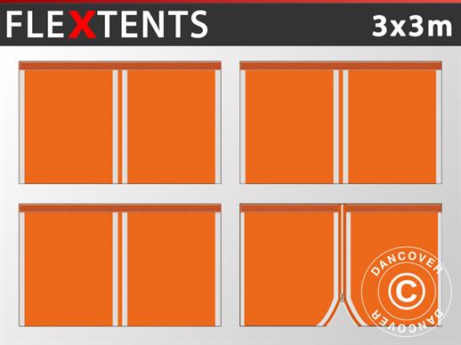 Komplet bočnih stranica za Brzo sklopivi paviljon FleXtents 3x3m, Narančasto Reflektirajuće