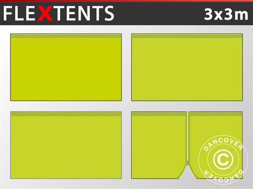 Sidevegg Sett for Quick-up telt FleXtents 3x3m, Neongul/grønn
