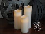 LED Vaško Žvakė, Ø10cm, 3 vnt. rinkinys, Balta LIKO TIK 5 RINKINIAI