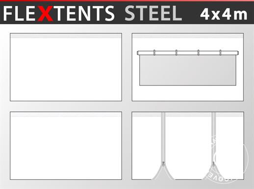 Sidovägg kit för snabbtält FleXtents Steel och Basic v.3 4x4m, Vit