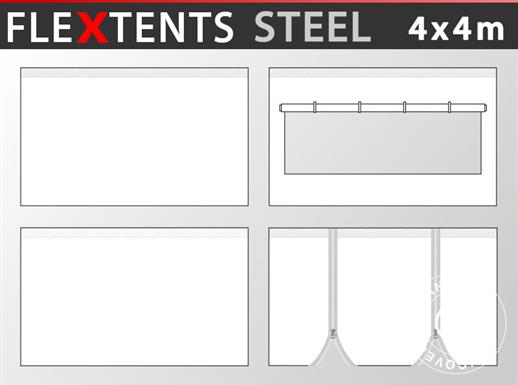 Sivuseinäpaketti pikateltoille FleXtents Steel ja Basic v.3 4x4m, Valkoinen